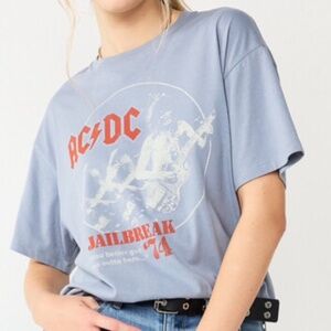 AC/DC Jailbreak 1974 Tour Women’s Short Sleeves Blue T Shirt - Size XS